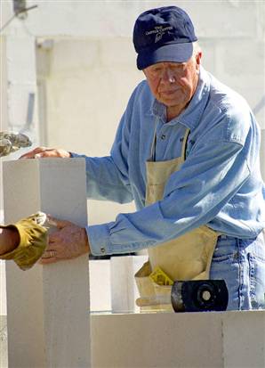 Jimmy Carter volunteering with Habitat for Humanity